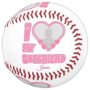 Balle De Softball Custom I Love My Boyfriend - Ajouter photo et nom