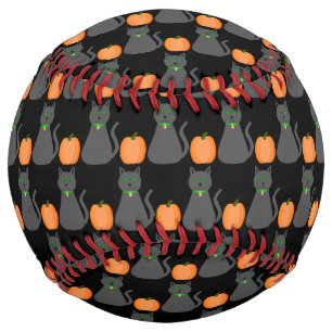 Balle De Softball Cute Halloween Chat et Citrouille Motif