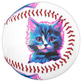 Balle De Softball Cute Kitten Esthétique Futuriste