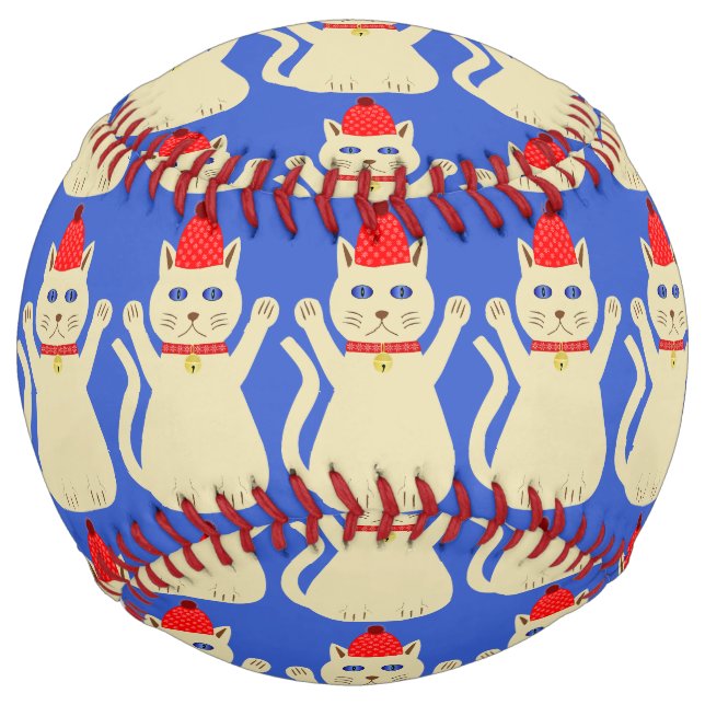 Balle De Softball Cute Noël Chat Motif (Devant)