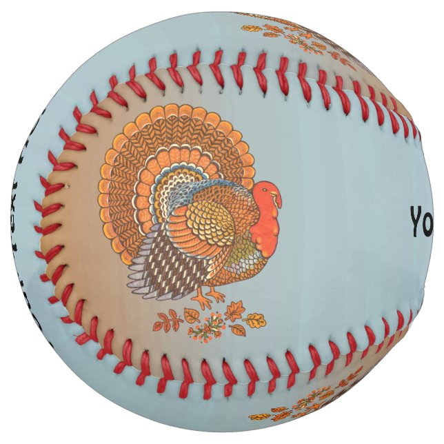 Balle De Softball Déchets Mâles Orange Brown Plumes Feuilles de Chut (Devant gauche)