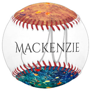 Balle De Softball Déchirure psychédélique   Monogramme Abstrait a