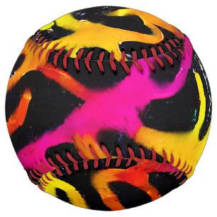 Balle De Softball Design coloré de peinture à rayures de néon