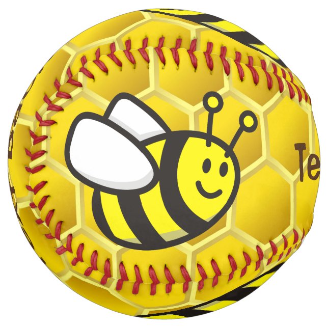 Balle De Softball Dessin animé d'abeille à miel (Devant gauche)