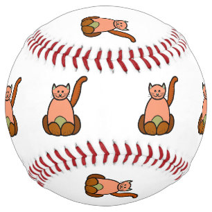 Balle De Softball dessin animé de chat Brown
