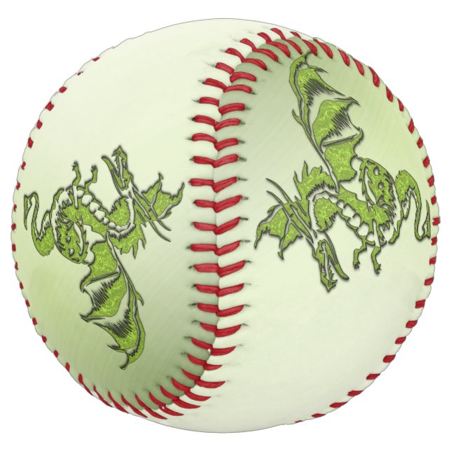 Balle De Softball Dragons verts (Incliné)