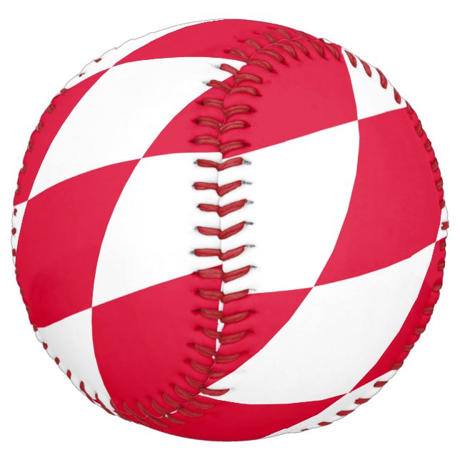 Balle De Softball Drapeau diamant Bavière rouge et blanc (Incliné)
