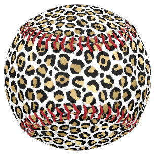 Balle De Softball Empreinte de léopard noir or