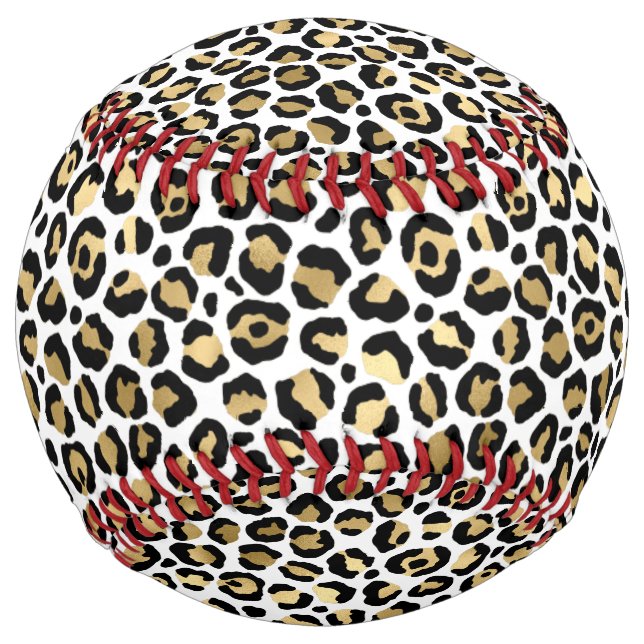 Balle De Softball Empreinte de léopard noir or (Devant)