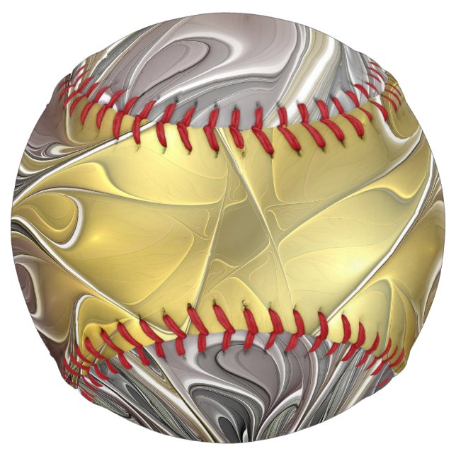 Balle De Softball Épanouissement avec fleur fractale abstraite moder (Devant)