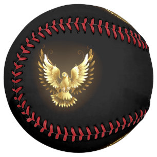 Balle De Softball Faux Gold Foil Peace Dove en noir