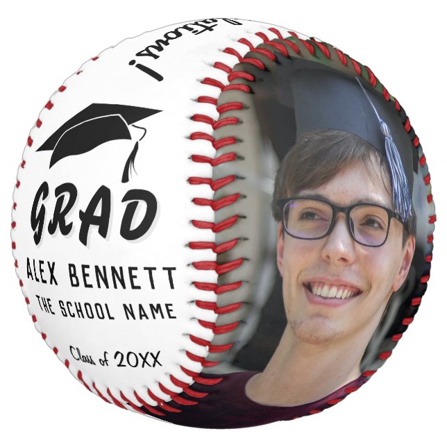 Balle De Softball Félicitations diplômé Casquette de diplômé 2 Photo (Incliné)