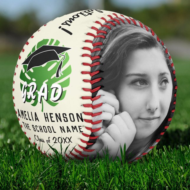 Balle De Softball Félicitations Diplômé Feuille tropicale 2 Photo (Créateur téléchargé)