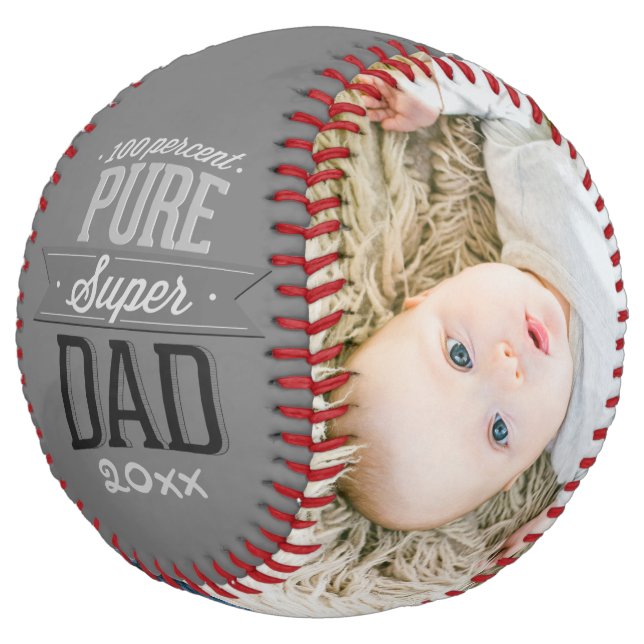 Balle De Softball Fête des pères Personnalisée Pure Super Papa (Incliné)