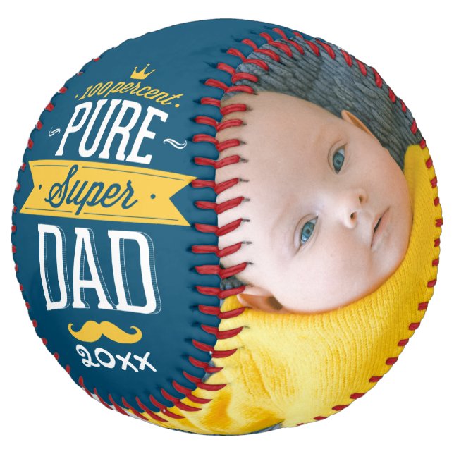 Balle De Softball Fête des pères Personnalisée Pure Super Papa (Incliné)