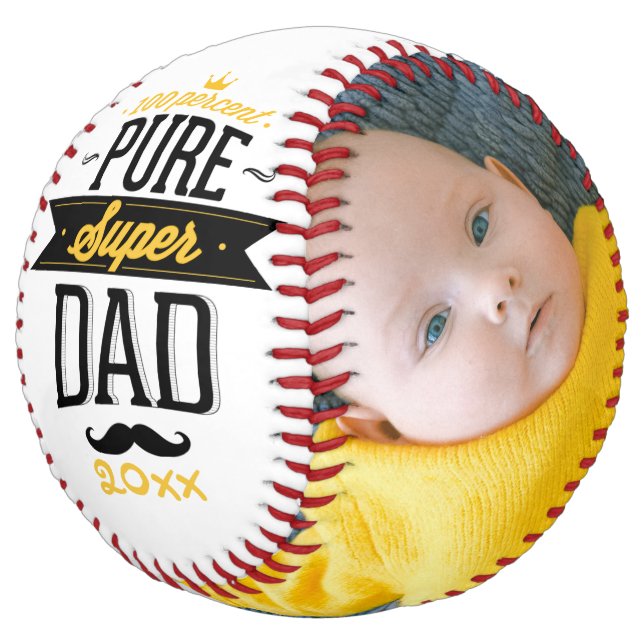 Balle De Softball Fête des pères Personnalisée Pure Super Papa (Incliné)