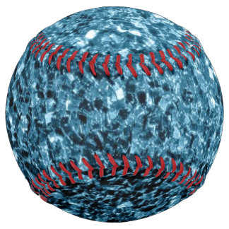 Balle De Softball Flamme de parties scintillant bleu pâle