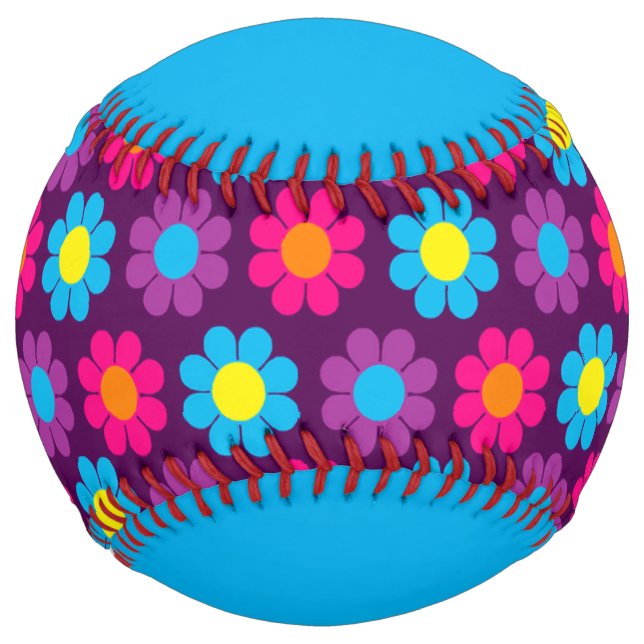 Balle De Softball Fleur Rétro Power (Devant)