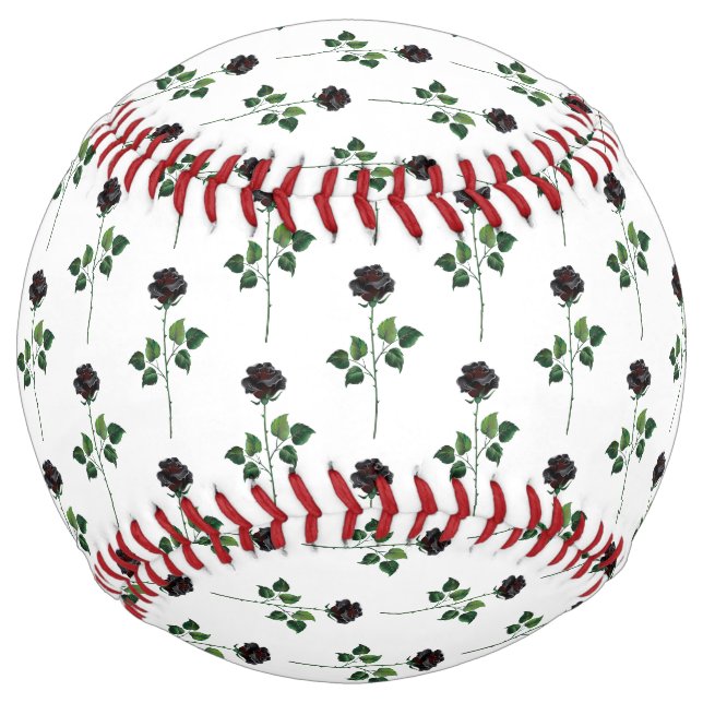 Balle De Softball Fleur rose noire (Devant)