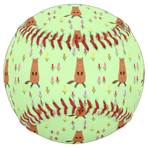 Balle De Softball Fleurs de marmotte et de tulipe mignonnes
