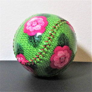 Balle De Softball Fleurs roses Natural Greens Designer Crochet Impri