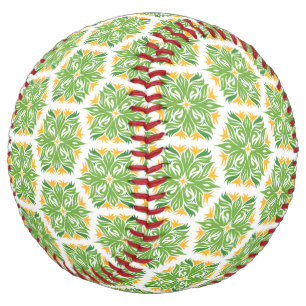 Balle De Softball Fleurs Vertes, Motif De Fleurs, Modèle Floral