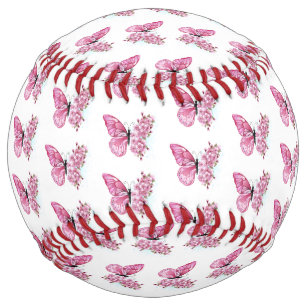 Balle De Softball Flower Butterfly with Pink Sakura
