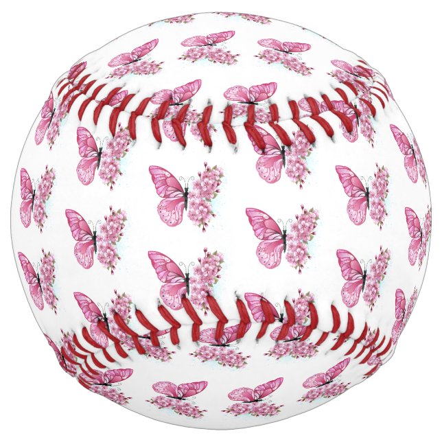 Balle De Softball Flower Butterfly with Pink Sakura (Devant)