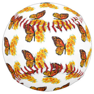 Balle De Softball Flower Butterfly with Yellow California Poppy