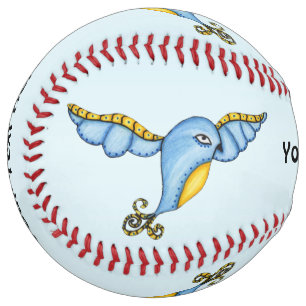 Balle De Softball Flying Imaginaire Bluebirds Yellow Scrolled Tail