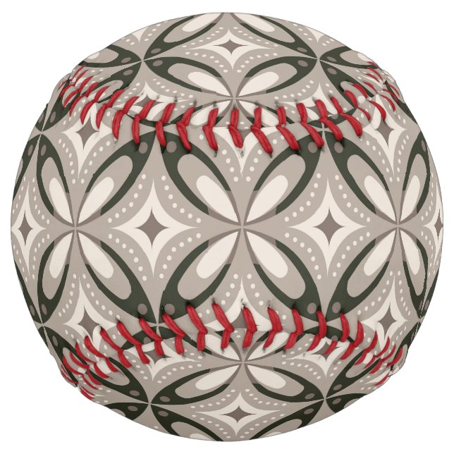 Balle De Softball Formes circulaires rétro beige et marron (Devant)