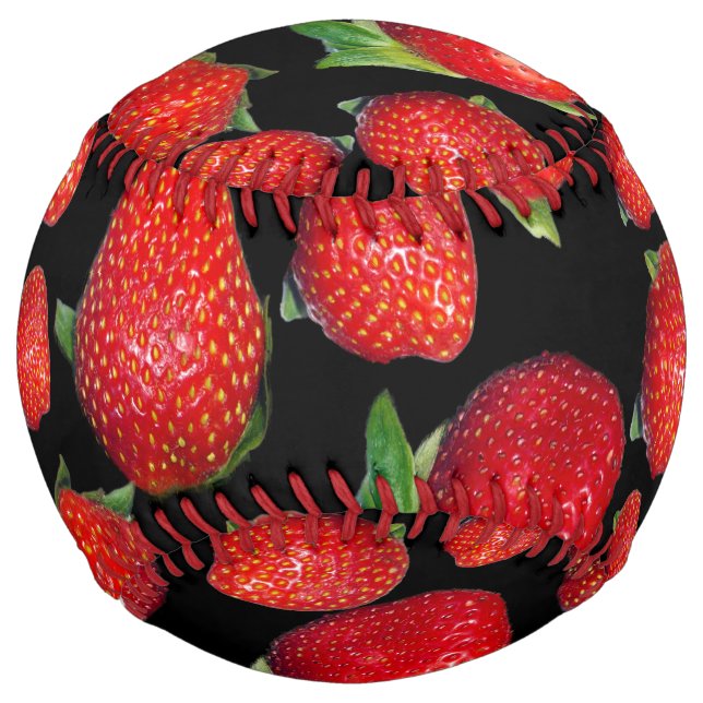 Balle De Softball Fraises rouges délicieuses, (Devant)