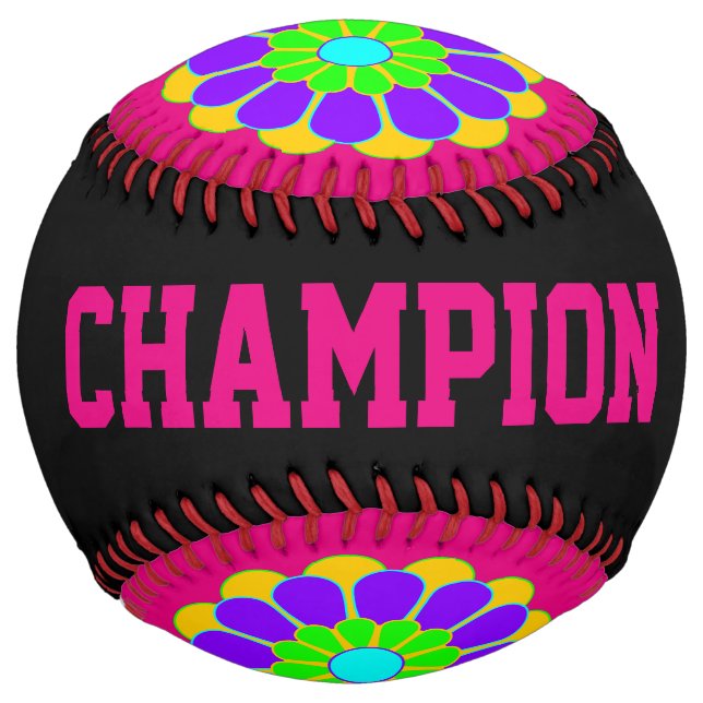 Balle De Softball Funny Flower Power Bloom II + votre backgr. & Idée (Devant)