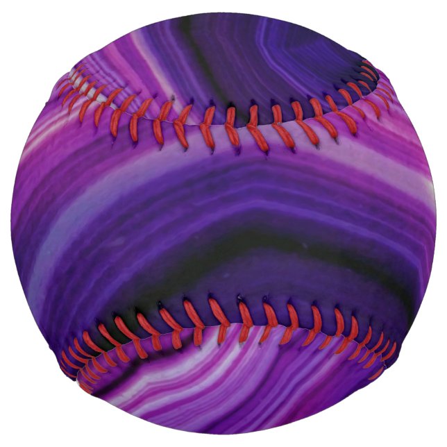 Balle De Softball Géode Violet Tourbillonnant Tombé (Devant)