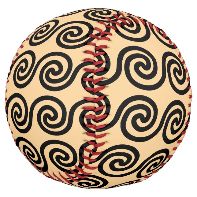 Balle De Softball Grec Meander Key Waves Motif Brown (Incliné)