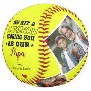Balle De Softball Homerun Papa Fête du Père Photo et Noms personnali