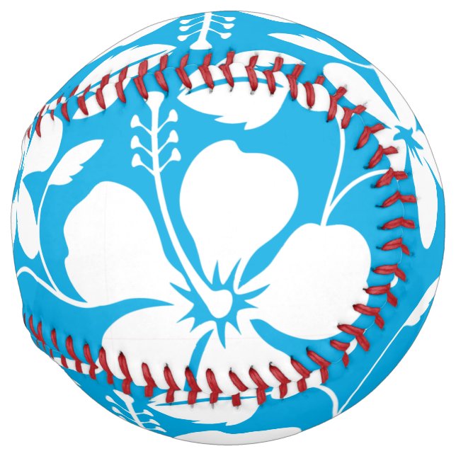 BALLE DE SOFTBALL HULA HAÏIENNE (HIBISCUS) BLEU (Dos gauche)