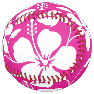 BALLE DE SOFTBALL HULA HAÏIENNE (HIBISCUS) ROSE CHAUDE