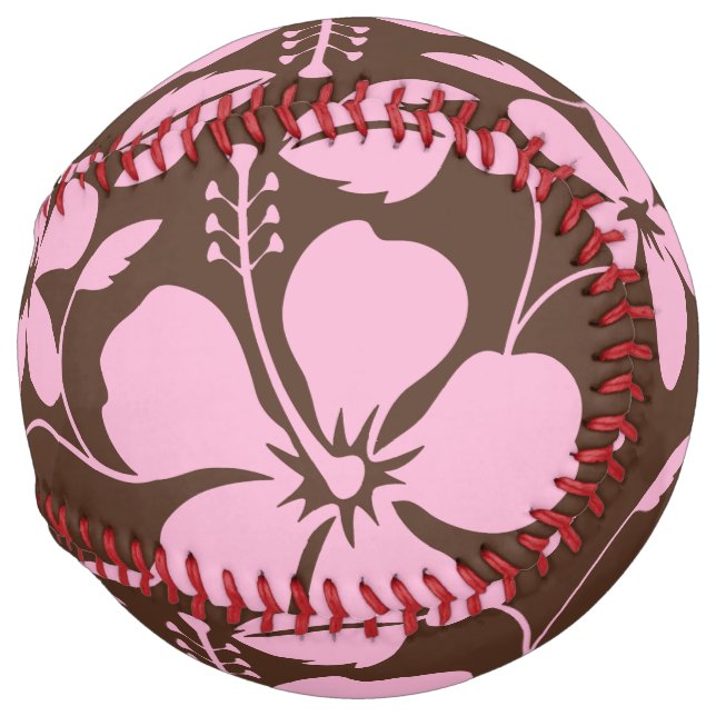 BALLE DE SOFTBALL HULA HAWAIENNE (HIBISCUS) MARRON/ROSE (Dos gauche)