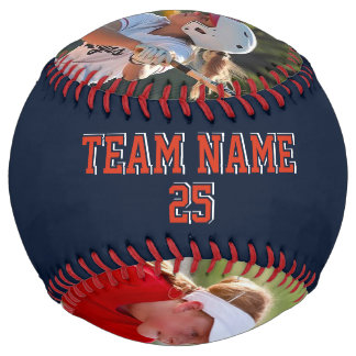 Balle De Softball Illinois Bleu Orange Personnalisé 2 photos