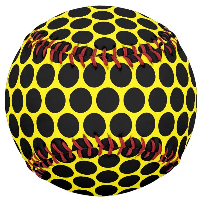 Balle De Softball Jaune brillant avec motif de points noirs solides (Dos)