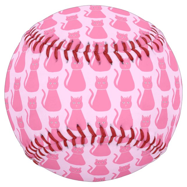 Balle De Softball Joli Chat de fille rose Bébé Motif (Devant)