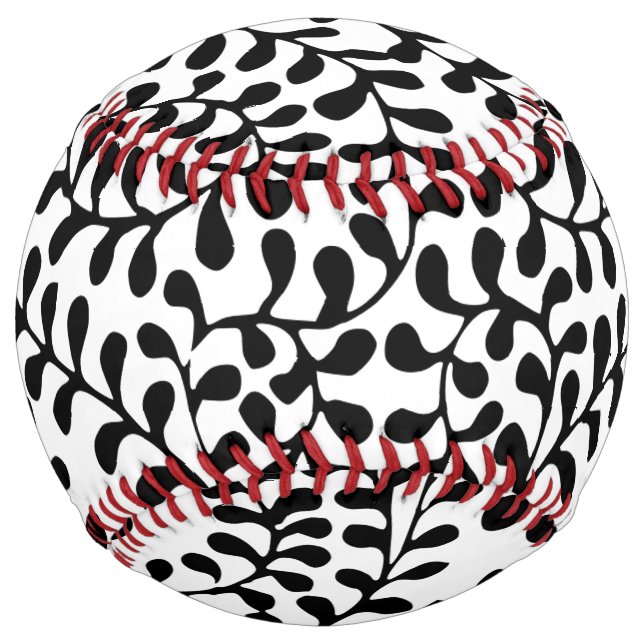 Balle De Softball Jolie impression noir et blanc fleurie (Devant)