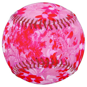 Balle De Softball Jolies Fleurs Rouges