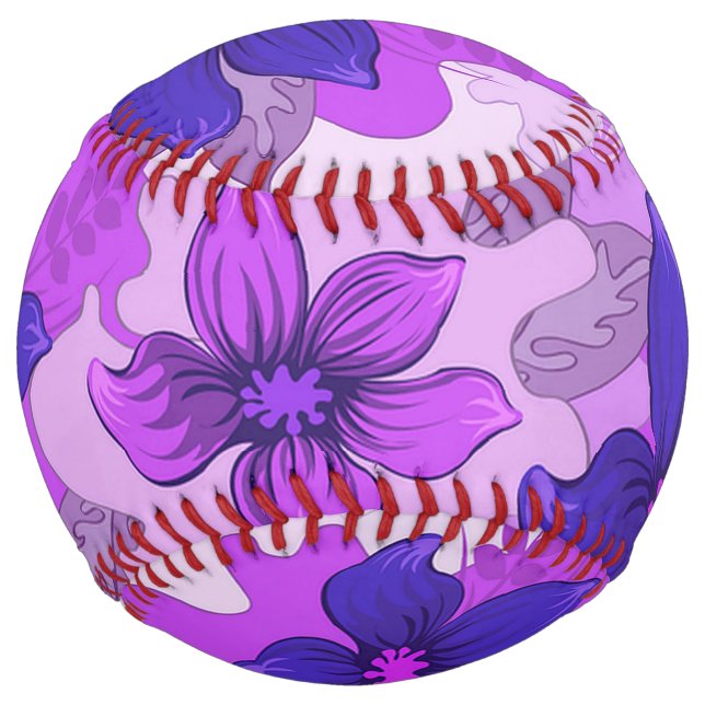 Balle De Softball Jolies fleurs violettes (Devant)
