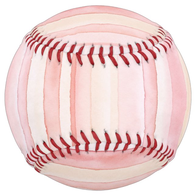 Balle De Softball Jolies rayures rose blush crème (Devant)
