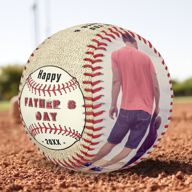 Balle De Softball Joyeuse Fête des Pères Rustique 2 Collage de Photo (Créateur téléchargé)
