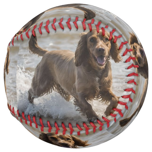 Balle De Softball Joyeuse journée de plage avec Cocker Spaniel, (Devant droit)