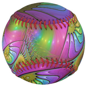 Balle De Softball L'Art Fractal Abstrait, Lumineux Et Coloré
