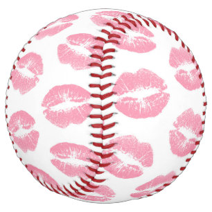 Balle De Softball Lèvres roses, motif de lèvres, rouge à lèvres rose